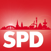 Logo der SPD Leichlingen mit Stadtsilouhette
